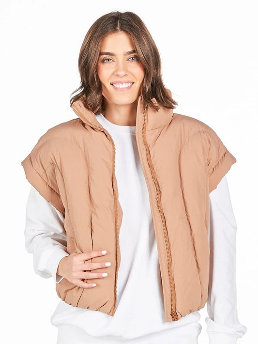 Simply Southern Lottie Puffer Vest - Mocha